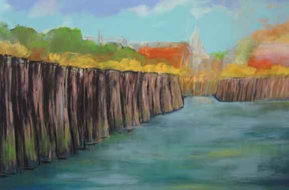 'Creekside view', oil on canvas