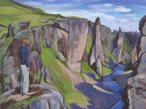 'The girl and the gorge', oil on canvas